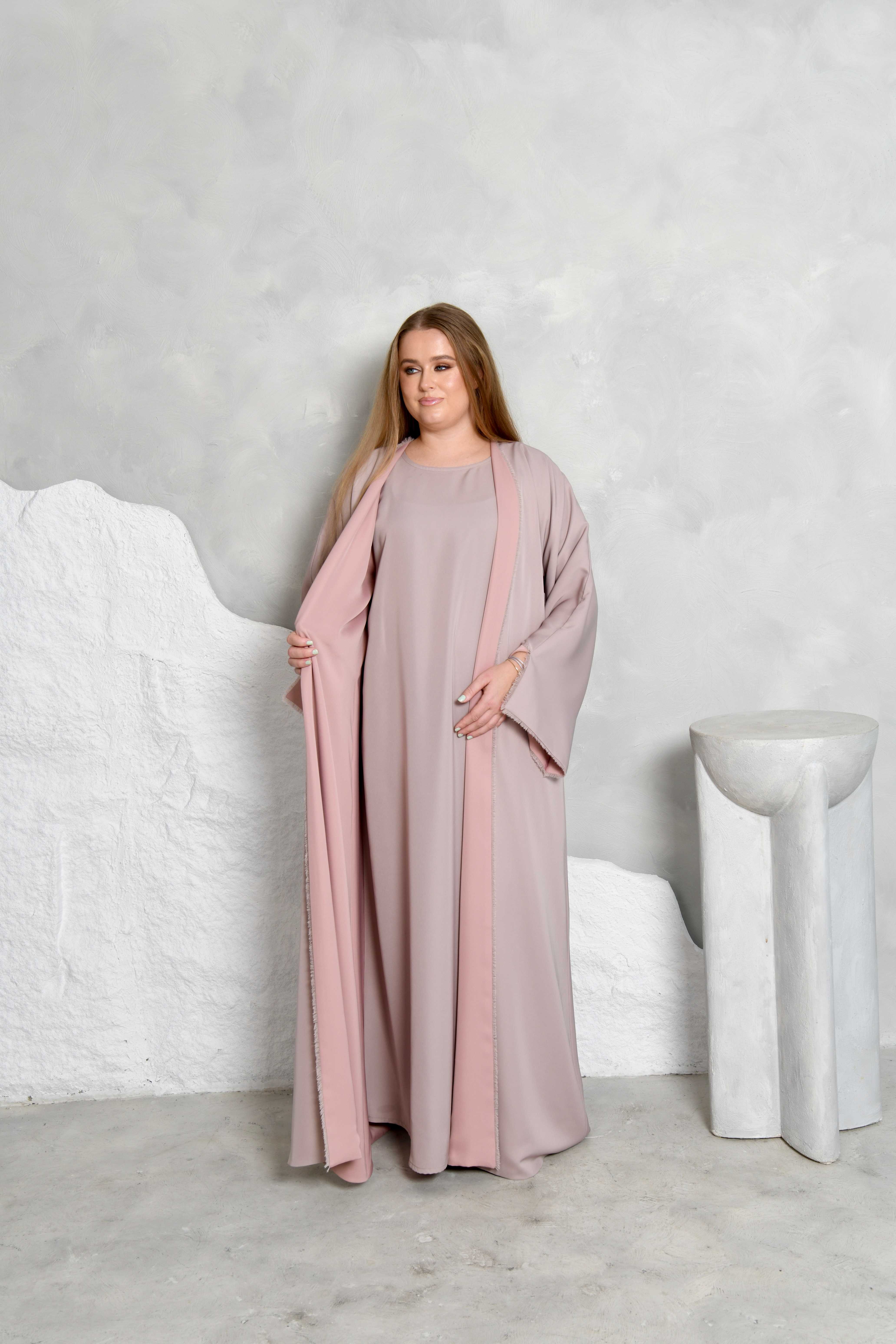Altrosa, malvenfarbene, taupefarbene, zweiseitige Abaya