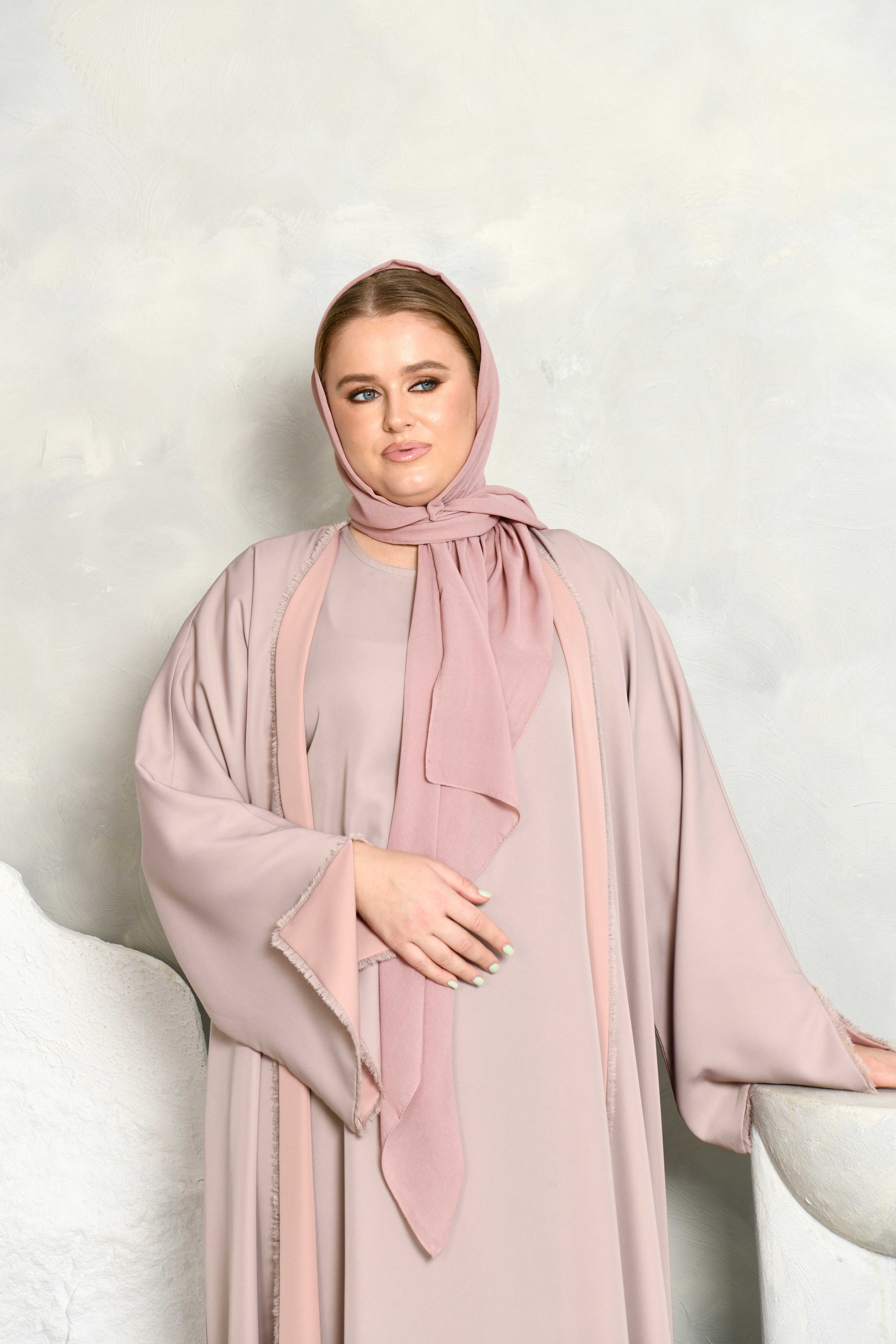 Altrosa, malvenfarbene, taupefarbene, zweiseitige Abaya