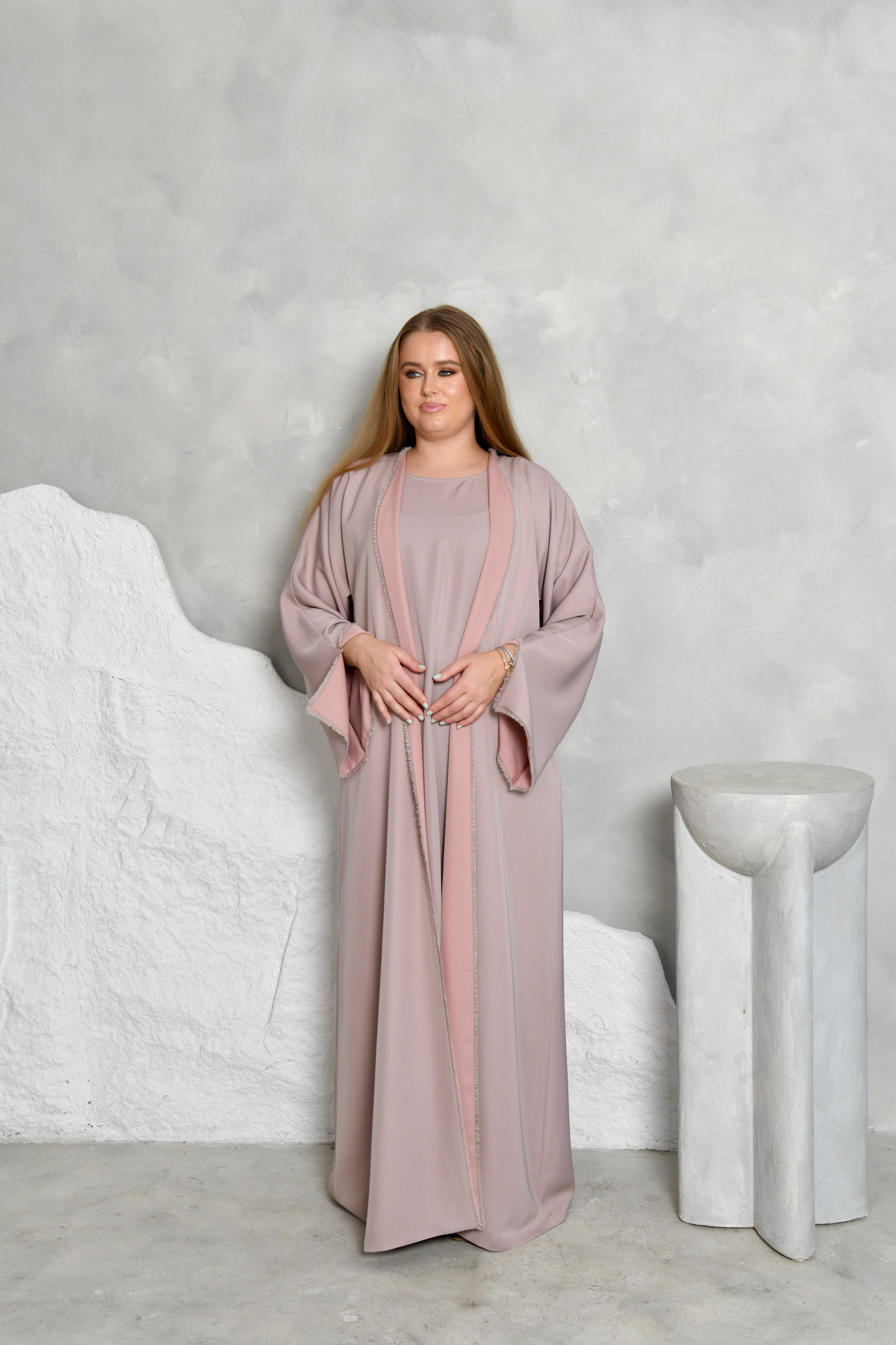 Altrosa, malvenfarbene, taupefarbene, zweiseitige Abaya