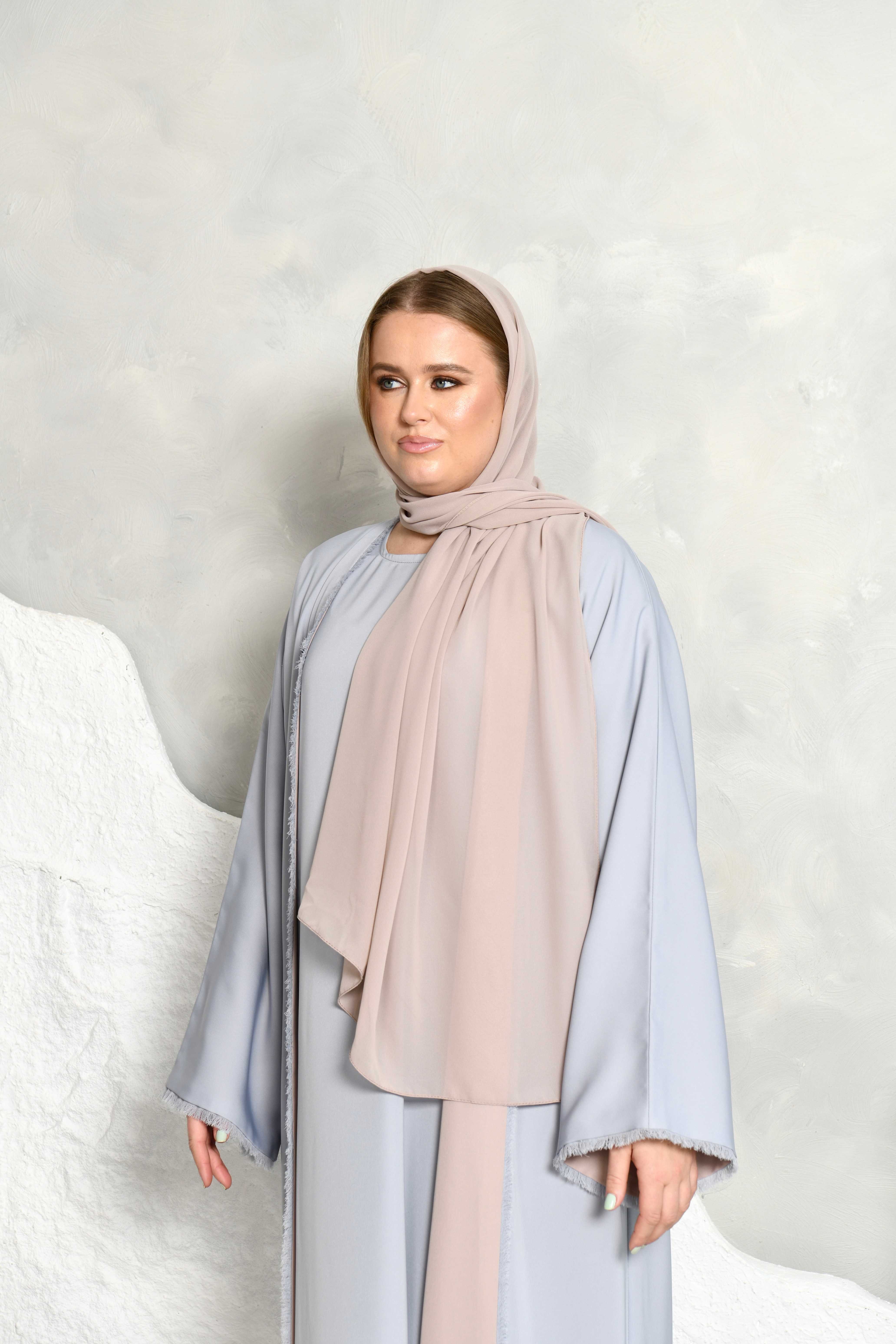 Beigeblaue zweiseitige Abaya