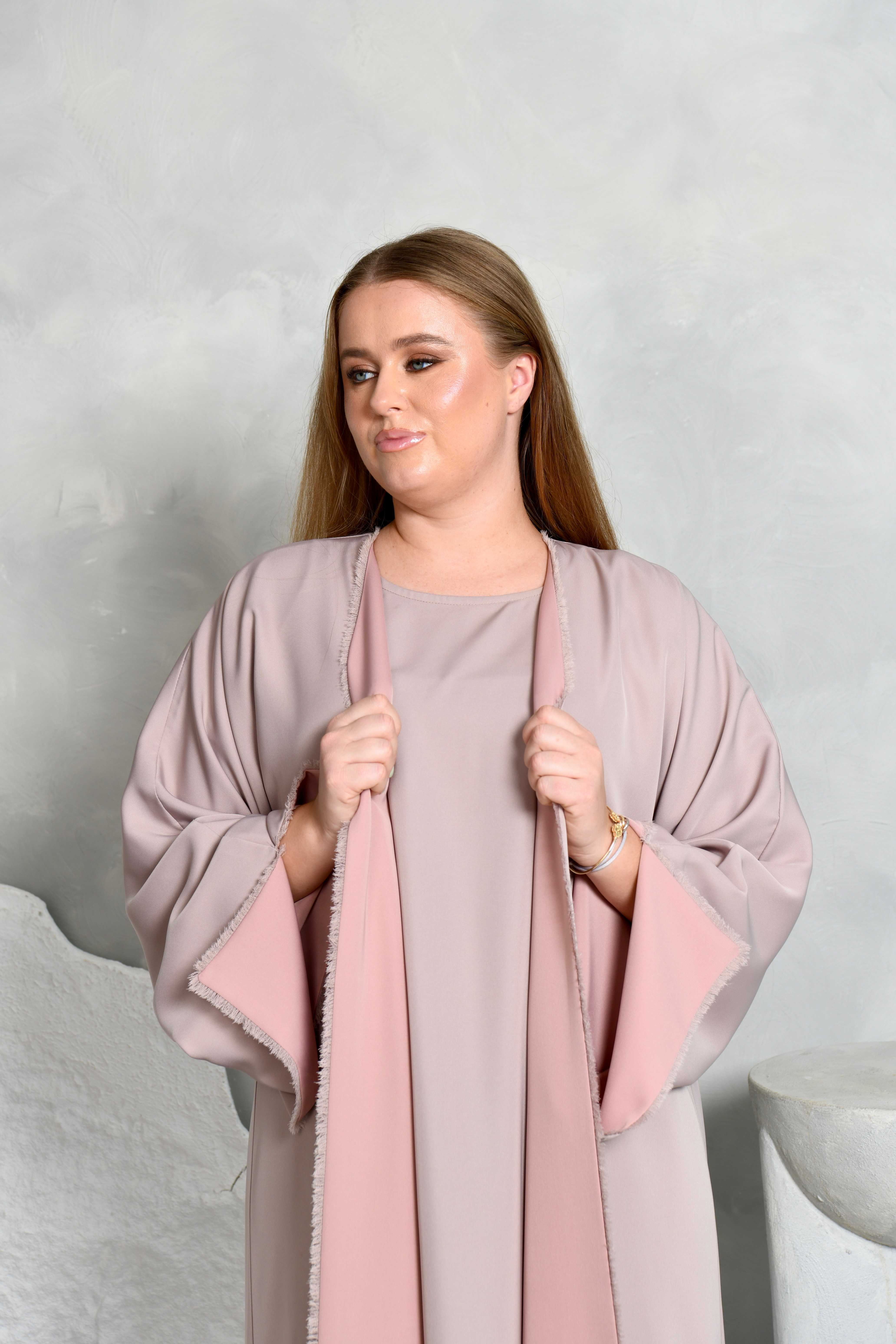Altrosa, malvenfarbene, taupefarbene, zweiseitige Abaya